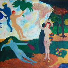 Bob Thompson, "Abundance and the Four Elements," 1964, oil on canvas, 48”H x 60”W
